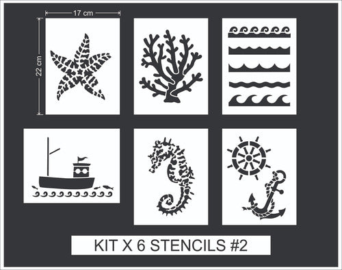 Noreste Ideas Stencil Kit 6 Assorted Marine Line 17x22cm 4