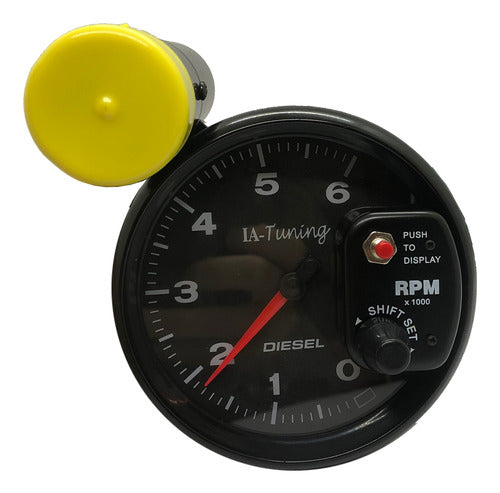 Iael Diesel Tachometer Black/Black Background with Gauge 0