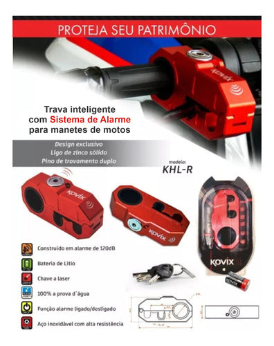 Trava Manete Moto Acelerador Freio Sensor Alarme Suporte Khl 1