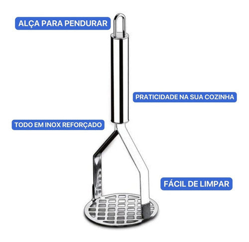 Amassador Espremedor Batata Legumes Feijão Purê Papinha Inox 7