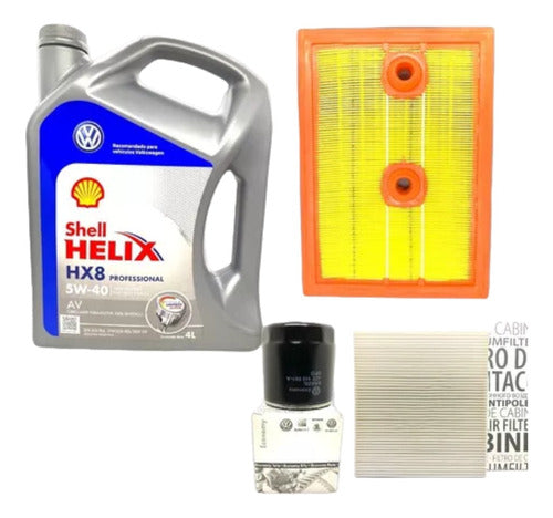 Volkswagen Kit Service 3 Filters + Shell Helix Hx8 Oil Golf 1.4 TSI 0