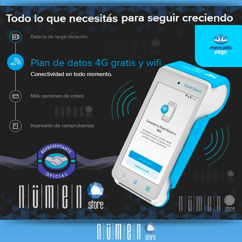 Mercado Pago Point Smart Posnet Wifi Chip + 5 Rolls 4G 2