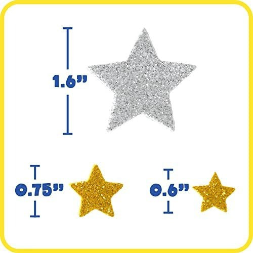 Ready 2 Learn Glitter Foam Stickers - Silver And Gold Stars - Pack Of 168 3