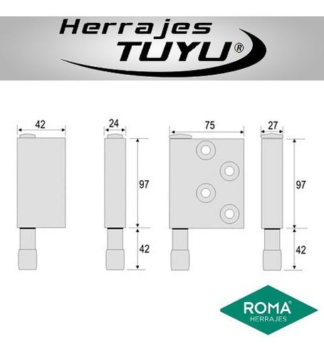 Herrajes Roma Rollete Inferior Cabecero Punta 340 342 680 2