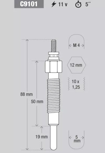 Kessel Bujia Precalentamiento Mitsubishi L200 Monte Nissan Terrano 1