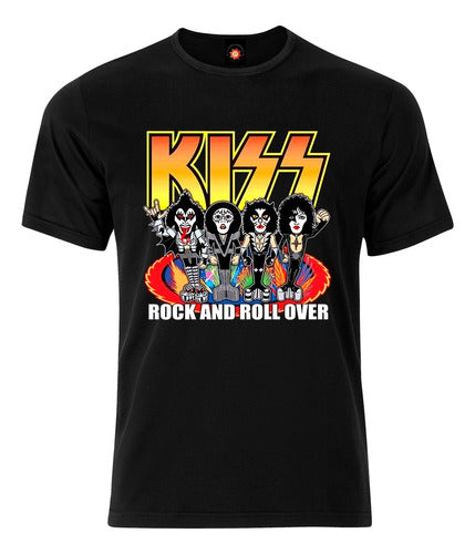 El Plasma Remeras KISS Caricature Rock N Roll Printed T-Shirt 0