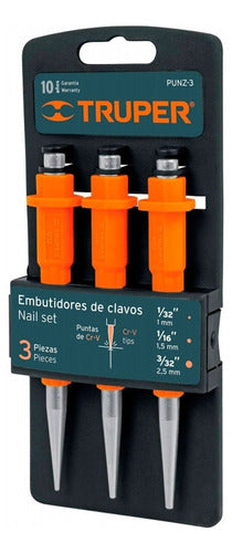 Truper Juego Set Punzones Embutidor De Clavos 3 Piezas 18064 0