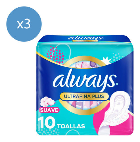 Always Ultrafina Plus Día Suave Pack of 10 Feminine Towelettes 0