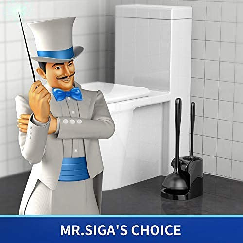 MR.SIGA Elegant Black Toilet Plunger and Brush Set 1