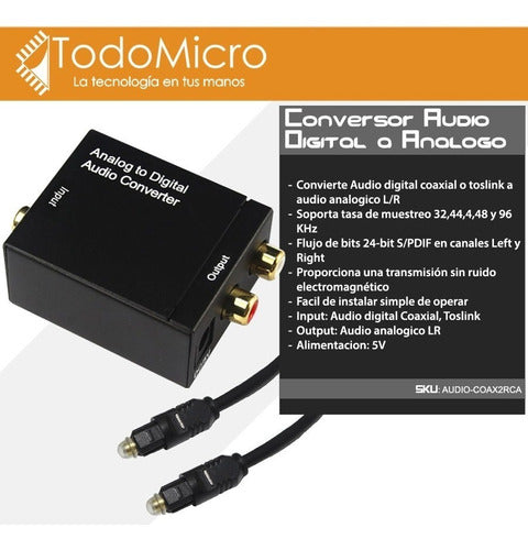 Digital to RCA Analog Audio Converter - Optical Toslink to Analog 4