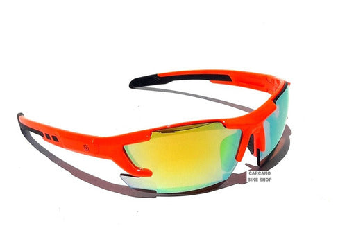 4SPTS Cycling Sunglasses with Mirrored Lenses and UV Rays Protection in Fluorescent Orange 0