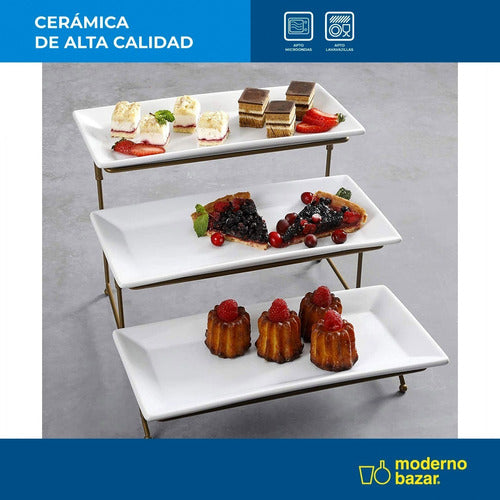 Moderno Bazar Fuente Grande Bandeja Ceramica Blanca Rectangular Hogar 5