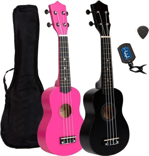 Premium Soprano Ukulele Pack Colors with Tuner, Case, and Pick 0