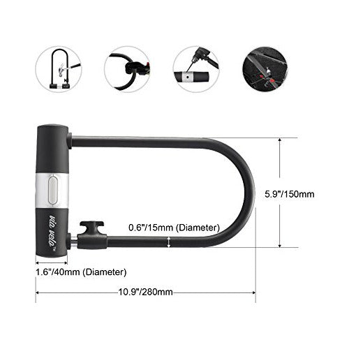 Bike U Lock Con Cable Resistente  Via Velo Heavy Duty Bicycl 2