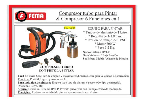 Fema Turbo Compressor with 700W Spray Gun 1