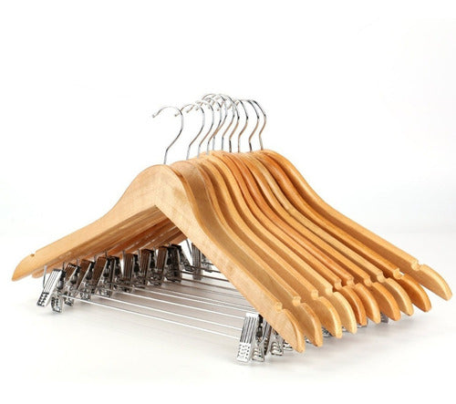 BAIBAO REGALO Wooden Hangers with Clips for Skirts and Pants - Pack of 36 6