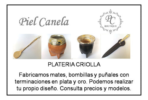 Piel Canela Mate De Calabaza Con Virola Y Base En Acero (2402) 2