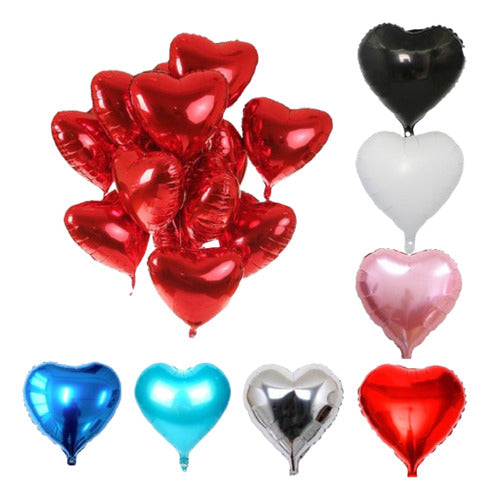 Pack 10 Globos Metalizados Forma De Corazón O Estrella. 0