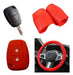 Silicone Steering Wheel Cover + Key Case - Renault Clio - Red 0