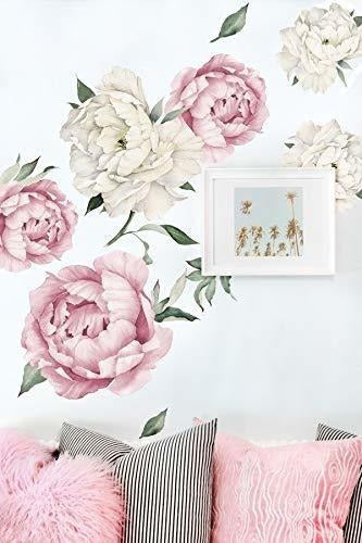 Designstickers Peony Watercolor Wall Decals (Pink and White Watercolor) 1