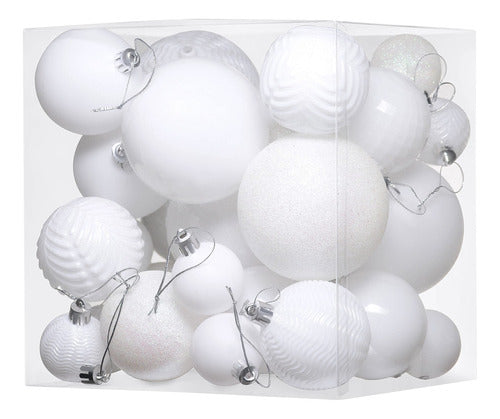 Prextex White Christmas Ball Ornaments - 36 Pieces - 4/6/8cm - White 1