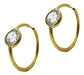 Entre Joyas 18k Gold Hoop Earrings with Cubic Stone 1 Grs 14 Mm 2