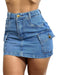 Mini Saia Jeans Cargo Feminina Cintura Alta Empina Bumbum 0