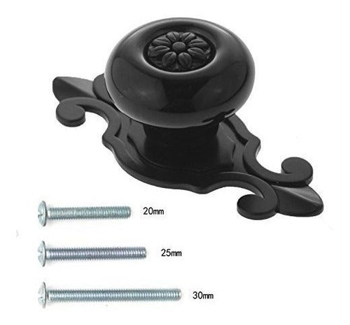 Yuyikes Vintage Ceramic Cabinet Knobs Handles Pulls for Drawer Closet Dresser Cupboard Wardrobe Furniture Door Kitchen (Black) - 12pcs 1