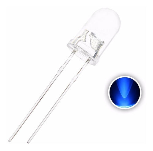 Electronica MTS Led Azul 5mm Diodo Led Alto Brillo Transparente Kit X 100 0