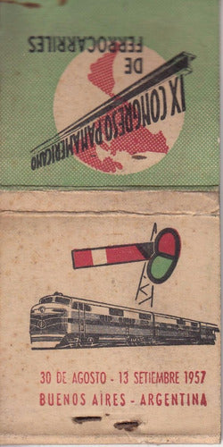 9º Congreso Panamericano Ferrocarriles 1957 Caja De Fosforos 1