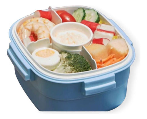 Square Lunchbox with Divider, Sauce Container, and Tray Belgrano 10