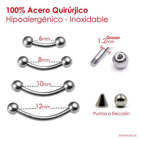 Edoné Piercing Ceja Bananita Piercing Barbell Curvo X3 Aritos Edon 1