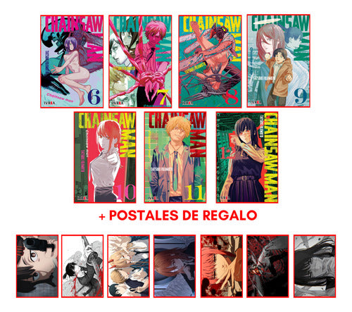 Ivrea Chainsaw Man Combo 6 To 12 + 7 Postcards - Manga 0