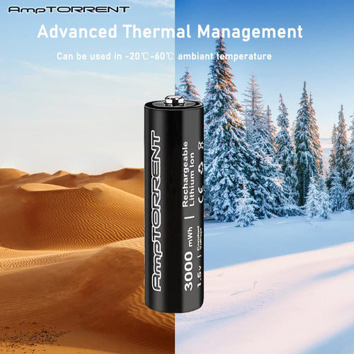 Amptorrent Rechargeable Lithium Batteries AA, Lithium Battery 4