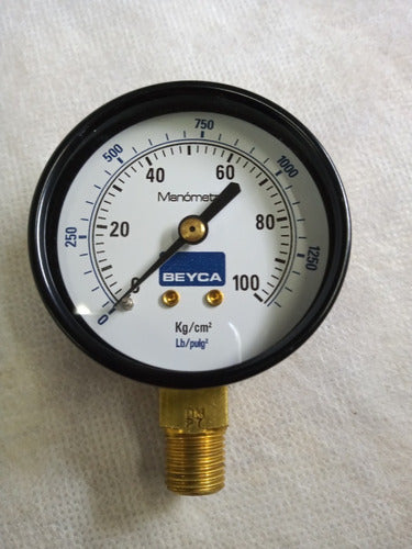 Beyca Manometer Ø 63 Mm. 1/4 Inch BSPT Bottom Connection 100 Kg. 1