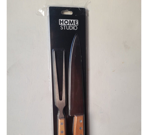 ARTIMPORTT Asado Set Pinche Tenedor Cuchillo Asador Acero Mango Madera 1