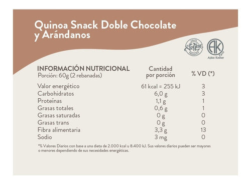 Bria Quinoa Double Chocolate and Blueberry Snack 100g x 4 Units 1