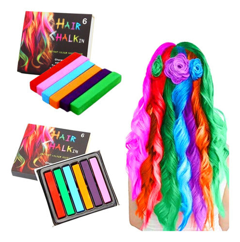 Hair Chalk In Temporary Hair Color Chalks x 6 0