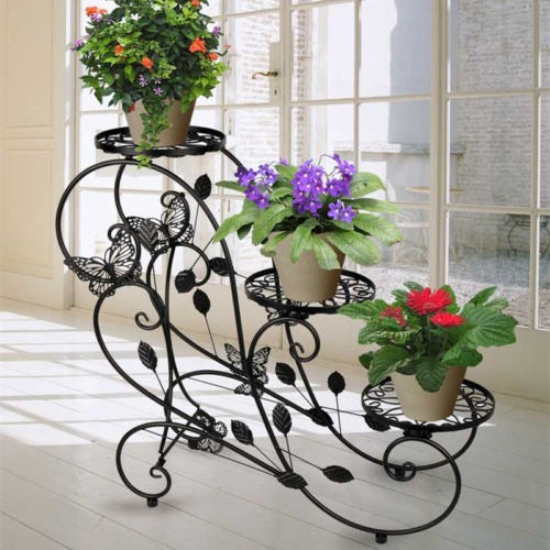 Forged Black Iron Plant Stand Garden Flower 3 1