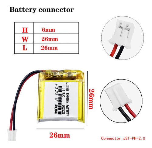 Liter 602626 Lipo Batera Recargable De Polmero De Litio De 3 1