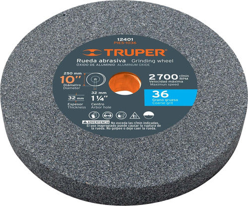 Truper 10'' Aluminum Oxide Grinding Wheel Gr36 1