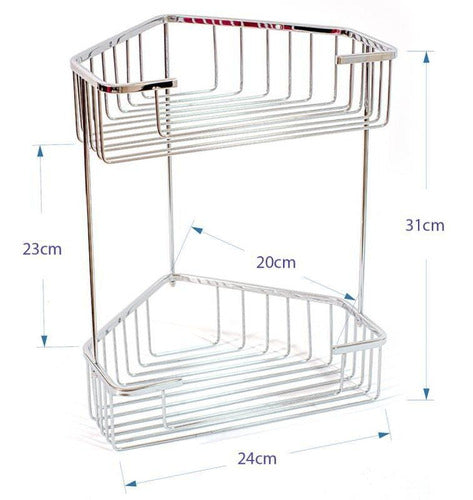 GENKI Double Corner Shelf Stainless Steel Resistant Bathroom 1