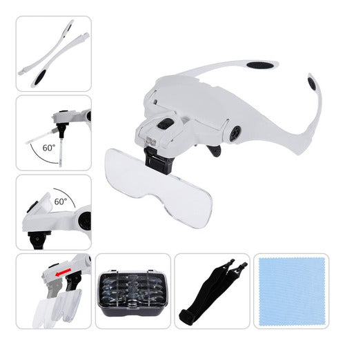 Everest.uy Hands-Free Magnifying Glasses with Light and Lenses + 5 Lenses © 6