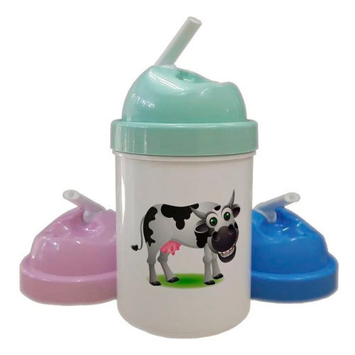 Fun Smiling Cow Kids' Water Bottle with Screw Lid and Spout 0