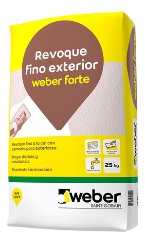 Weber Forte Revoque Fino A La Cal P/exterior 25 Kg Gris 0