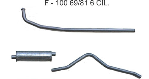 Ford F100 Exhaust Pipe with Muffler for Various Models 0