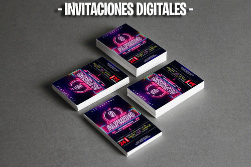 Invitacion Tarjeta Digital Neon Whatsapp 3