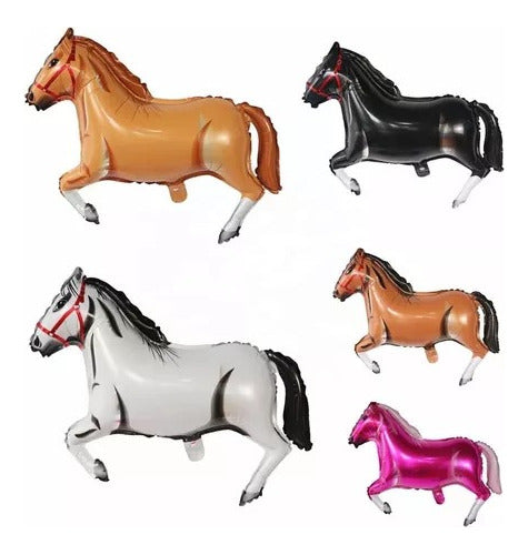 Pack 5 Globos Caballo Metalizados Cuerpo Entero De 80cm 0