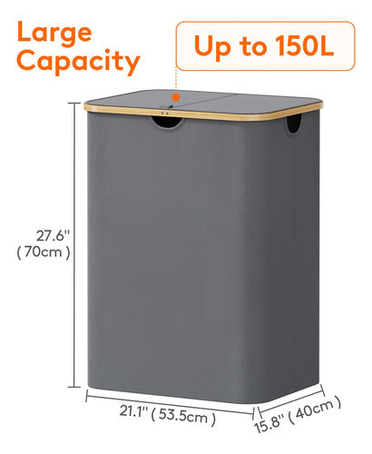 Lifewit Cesta De Lavanderia De 150 Litros Con Tapa, Cestas D 3