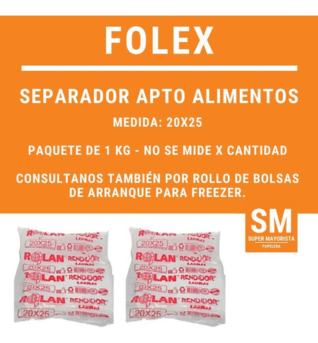 Separadores Para Freezer Folex 20x25 Apto Alimentos Paq X1kg 2